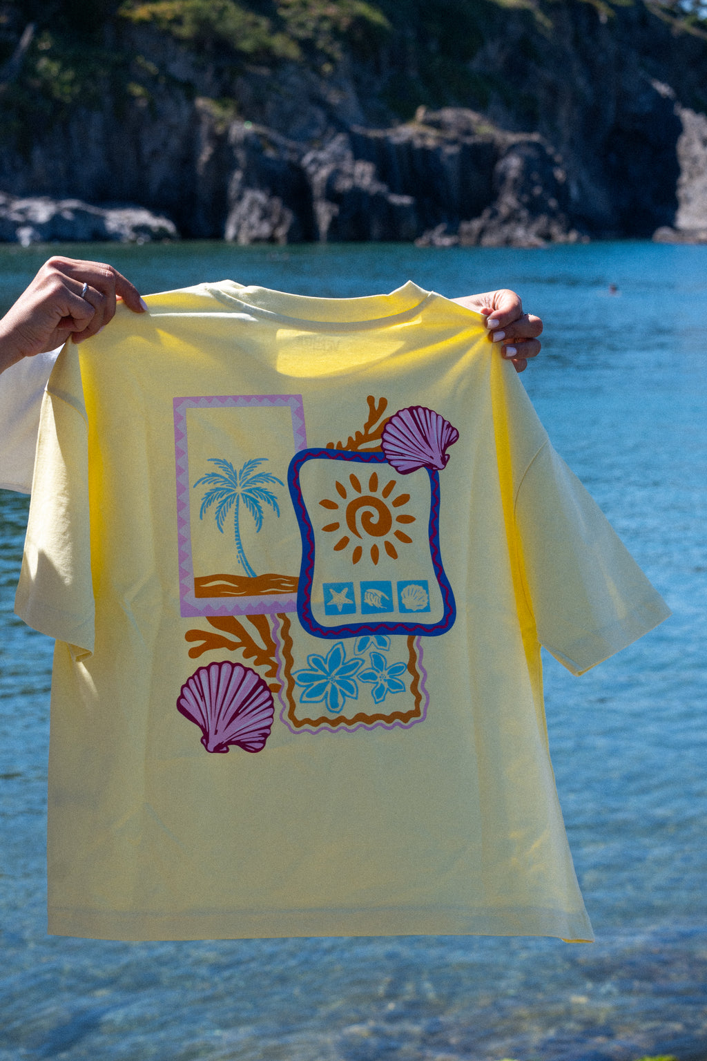 T-shirt oversize jaune coton 