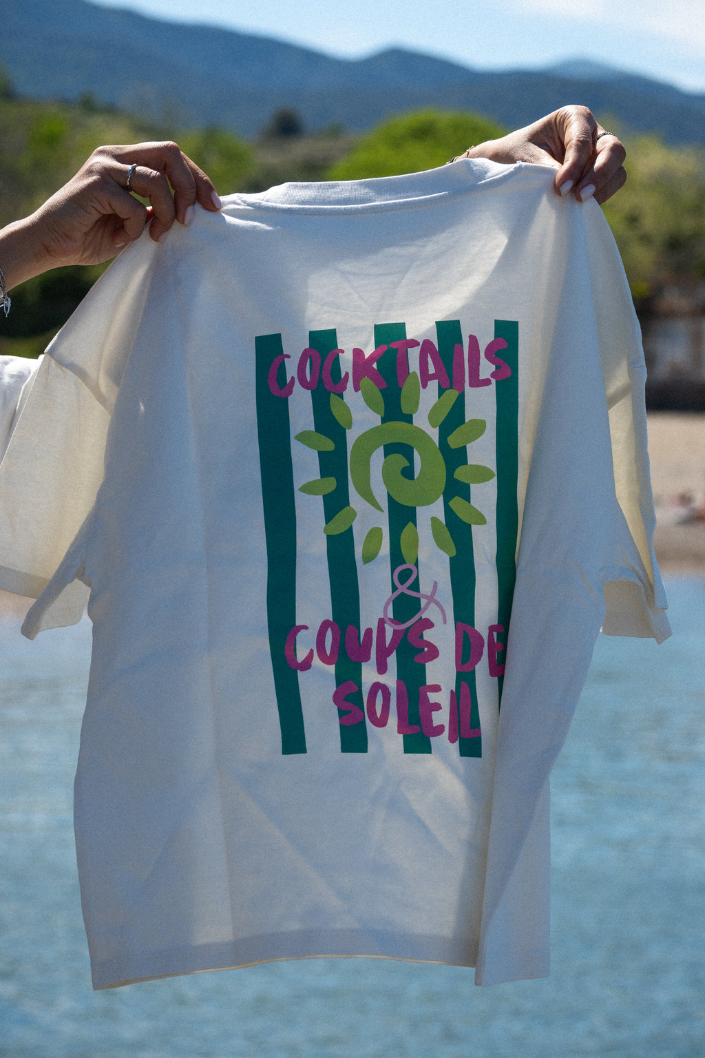 Tee shirt coton ivoire vermeille coast cocktail et coup de soleil