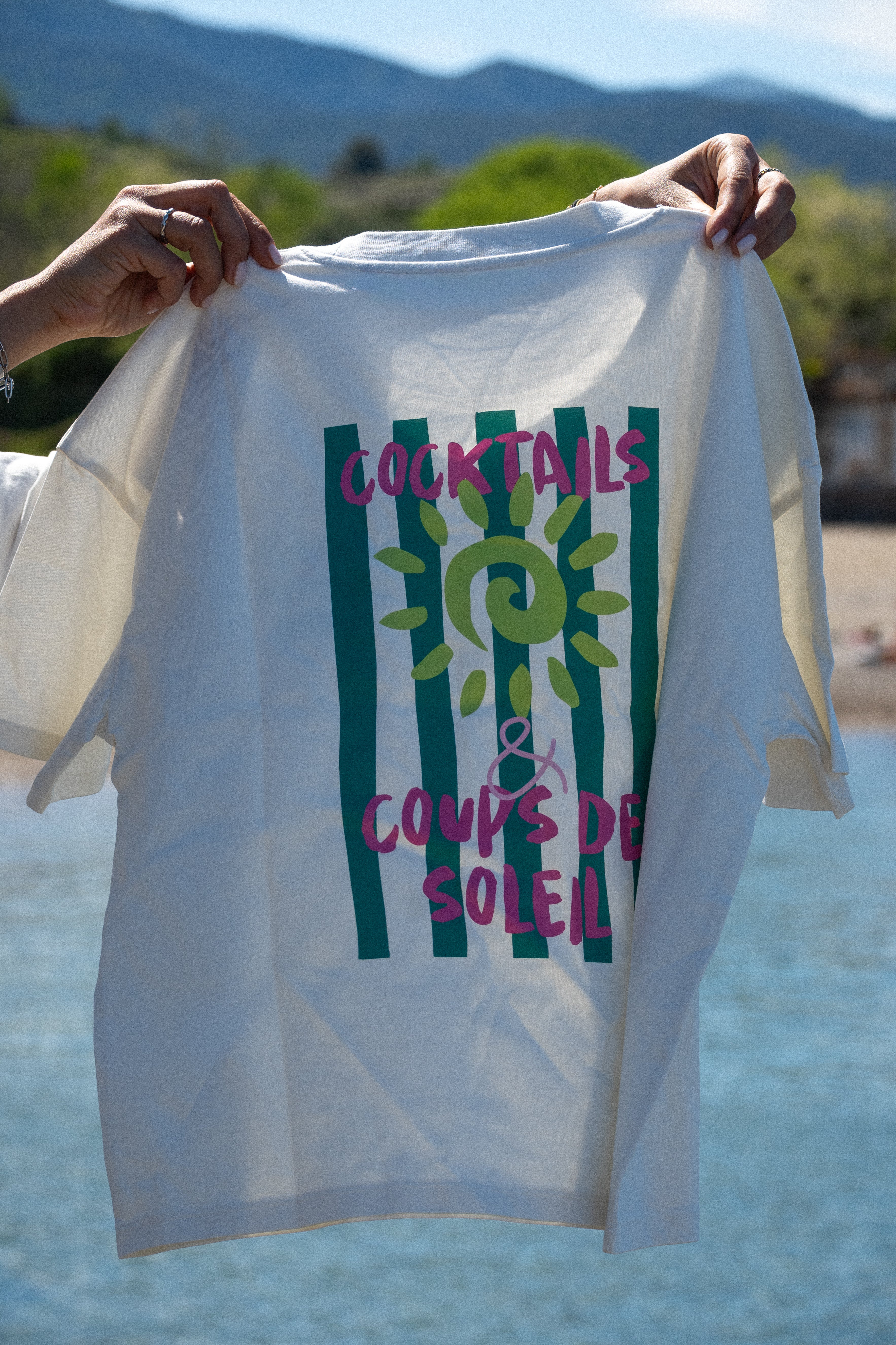 Tee shirt coton ivoire vermeille coast cocktail et coup de soleil